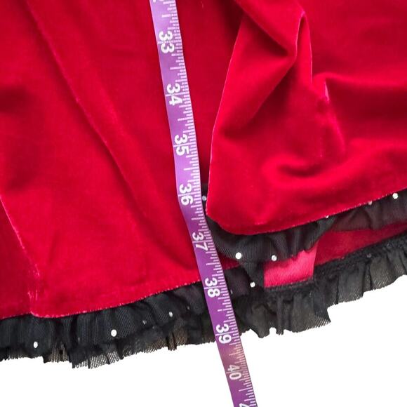 Sourpuss Velvet Vivienne Pinup Dress Women's Size M Med Mini Lace Trim 1245 vamp - Picture 14 of 14